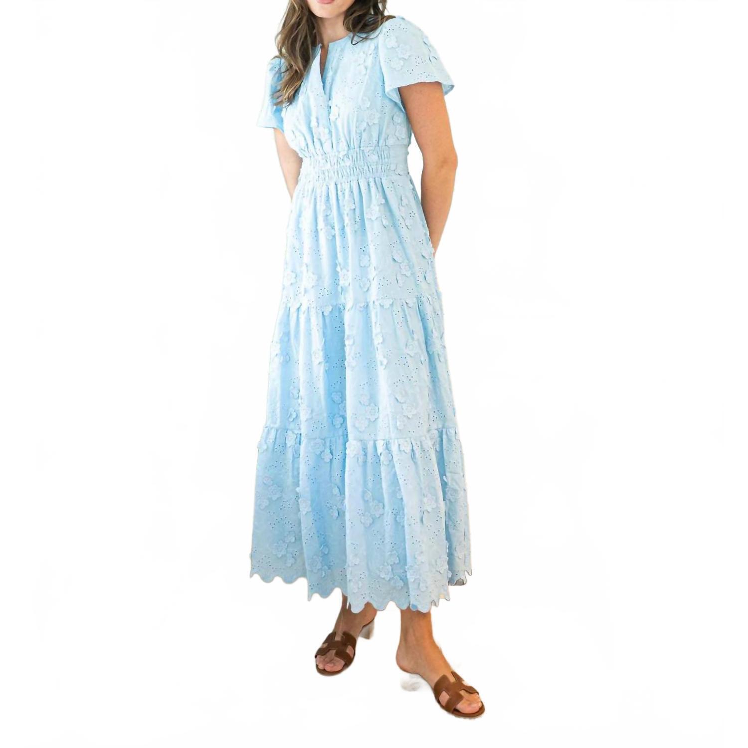New Sail To Sable Smocked Waist Midi Dress In Sky